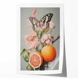 Electric Butterfly & Citrus Canvas – Vibrant Modern Art Print