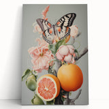 Electric Butterfly & Citrus Canvas – Vibrant Modern Art Print