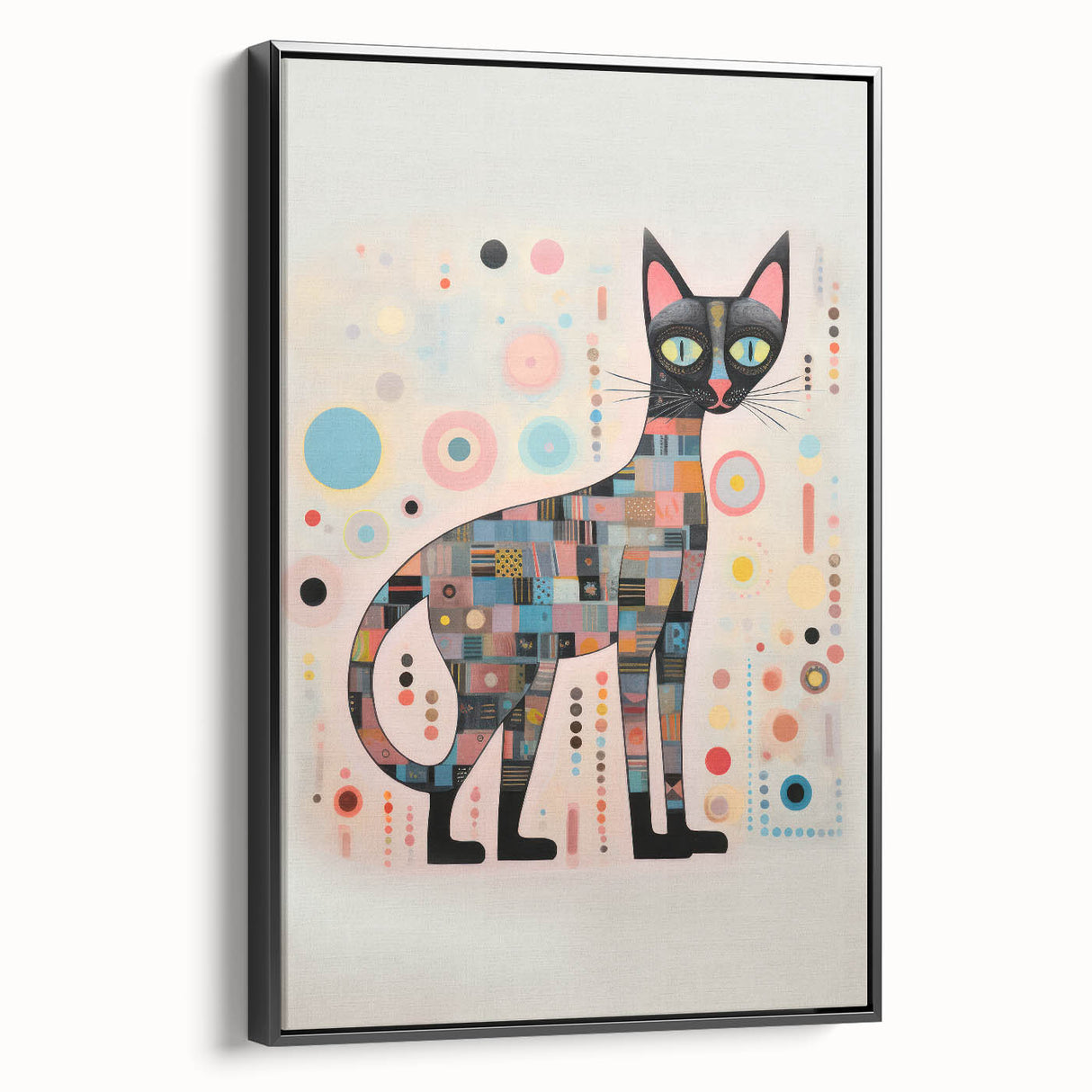Abstract Electric Cat Canvas – Colorful Modern Art Print