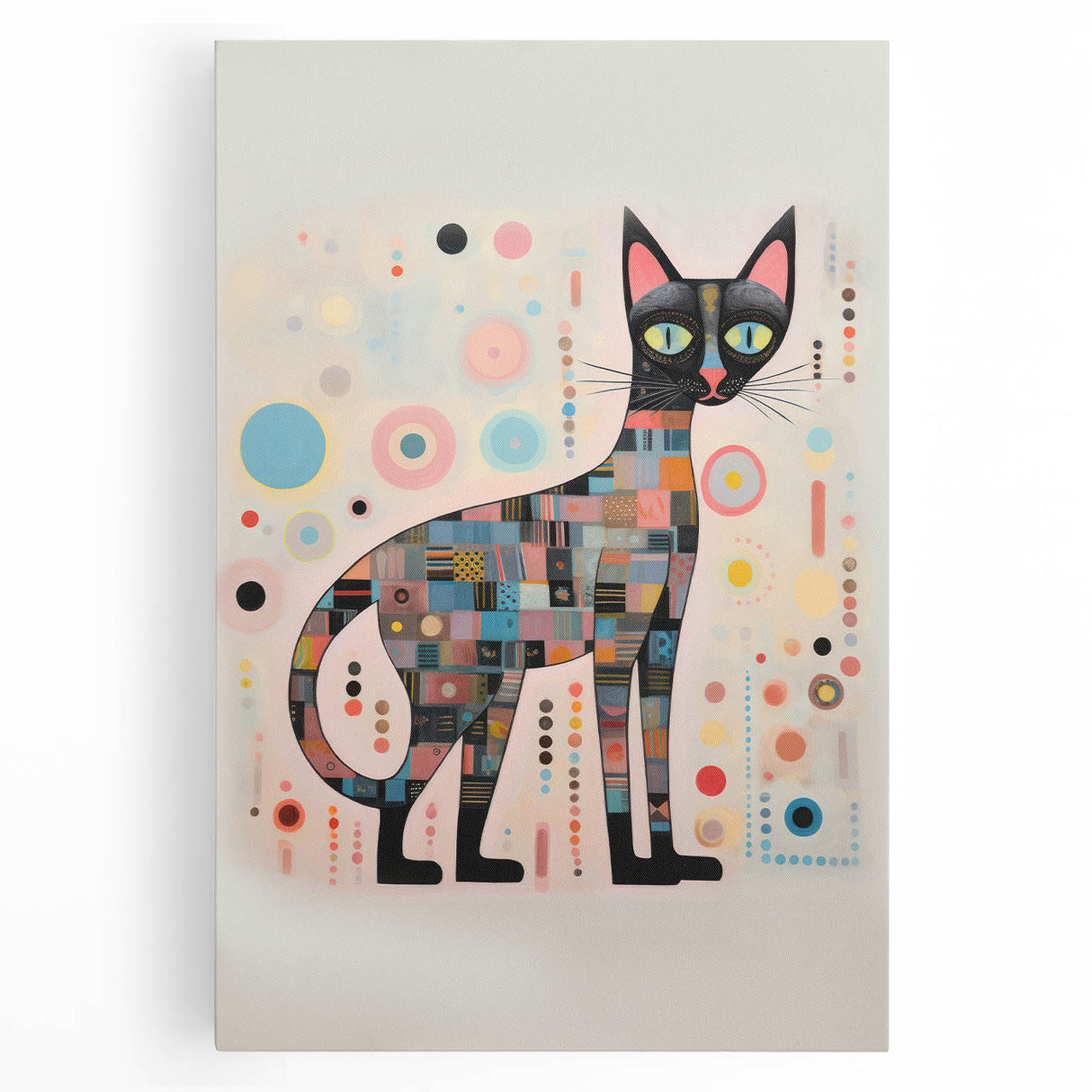 Abstract Electric Cat Canvas – Colorful Modern Art Print