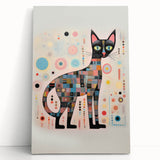 Abstract Electric Cat Canvas – Colorful Modern Art Print