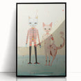 Whimsical Electric Cat Duo Canvas – Playful Modern Art Print