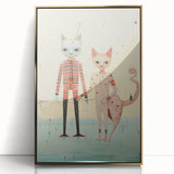 Whimsical Electric Cat Duo Canvas – Playful Modern Art Print