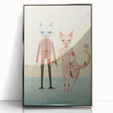 Whimsical Electric Cat Duo Canvas – Playful Modern Art Print