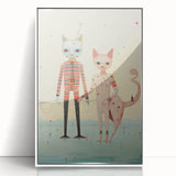 Whimsical Electric Cat Duo Canvas – Playful Modern Art Print