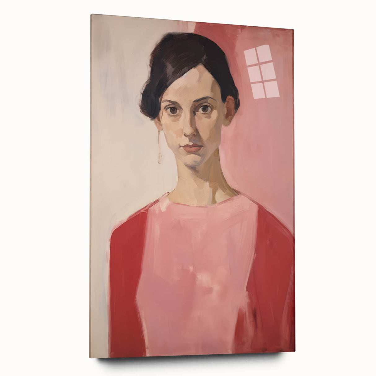 Modern Electric Portrait Canvas – Elegant Pink Art Print