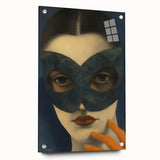 Abstract Electric Portrait Art - Modern Masked Face Vibrant Decor