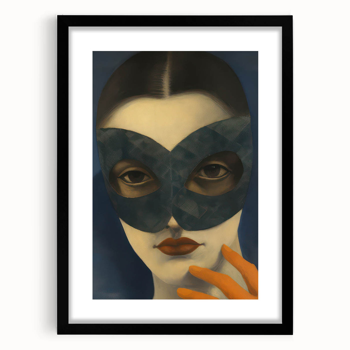 Abstract Electric Portrait Art - Modern Masked Face Vibrant Decor
