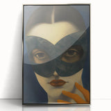 Abstract Electric Portrait Art - Modern Masked Face Vibrant Decor