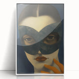 Abstract Electric Portrait Art - Modern Masked Face Vibrant Decor