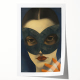 Abstract Electric Portrait Art - Modern Masked Face Vibrant Decor