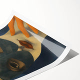 Abstract Electric Portrait Art - Modern Masked Face Vibrant Decor