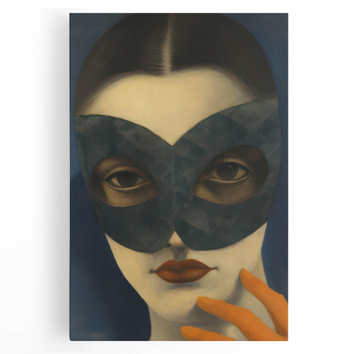 Abstract Electric Portrait Art - Modern Masked Face Vibrant Decor