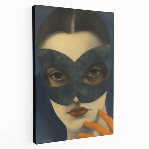 Abstract Electric Portrait Art - Modern Masked Face Vibrant Decor