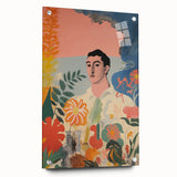 Modern Electric Abstract Portrait - Vibrant Floral and Figurative Art