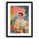 Modern Electric Abstract Portrait - Vibrant Floral and Figurative Art