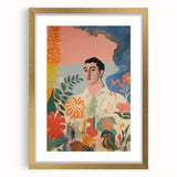 Modern Electric Abstract Portrait - Vibrant Floral and Figurative Art