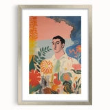 Modern Electric Abstract Portrait - Vibrant Floral and Figurative Art