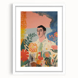 Modern Electric Abstract Portrait - Vibrant Floral and Figurative Art