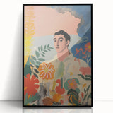 Modern Electric Abstract Portrait - Vibrant Floral and Figurative Art