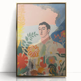 Modern Electric Abstract Portrait - Vibrant Floral and Figurative Art