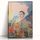 Modern Electric Abstract Portrait - Vibrant Floral and Figurative Art