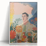 Modern Electric Abstract Portrait - Vibrant Floral and Figurative Art