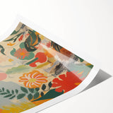 Modern Electric Abstract Portrait - Vibrant Floral and Figurative Art