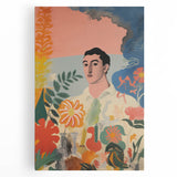 Modern Electric Abstract Portrait - Vibrant Floral and Figurative Art