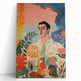 Modern Electric Abstract Portrait - Vibrant Floral and Figurative Art