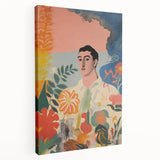 Modern Electric Abstract Portrait - Vibrant Floral and Figurative Art