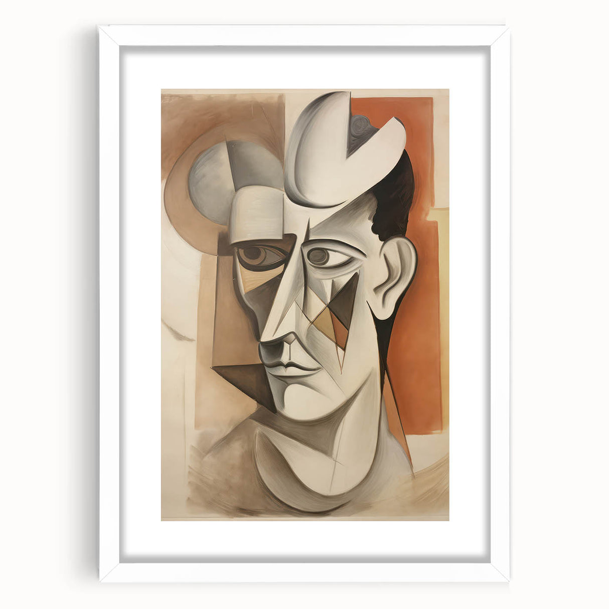 Electric Cubist Portrait Art - Modern Abstract Geometric Wall Decor