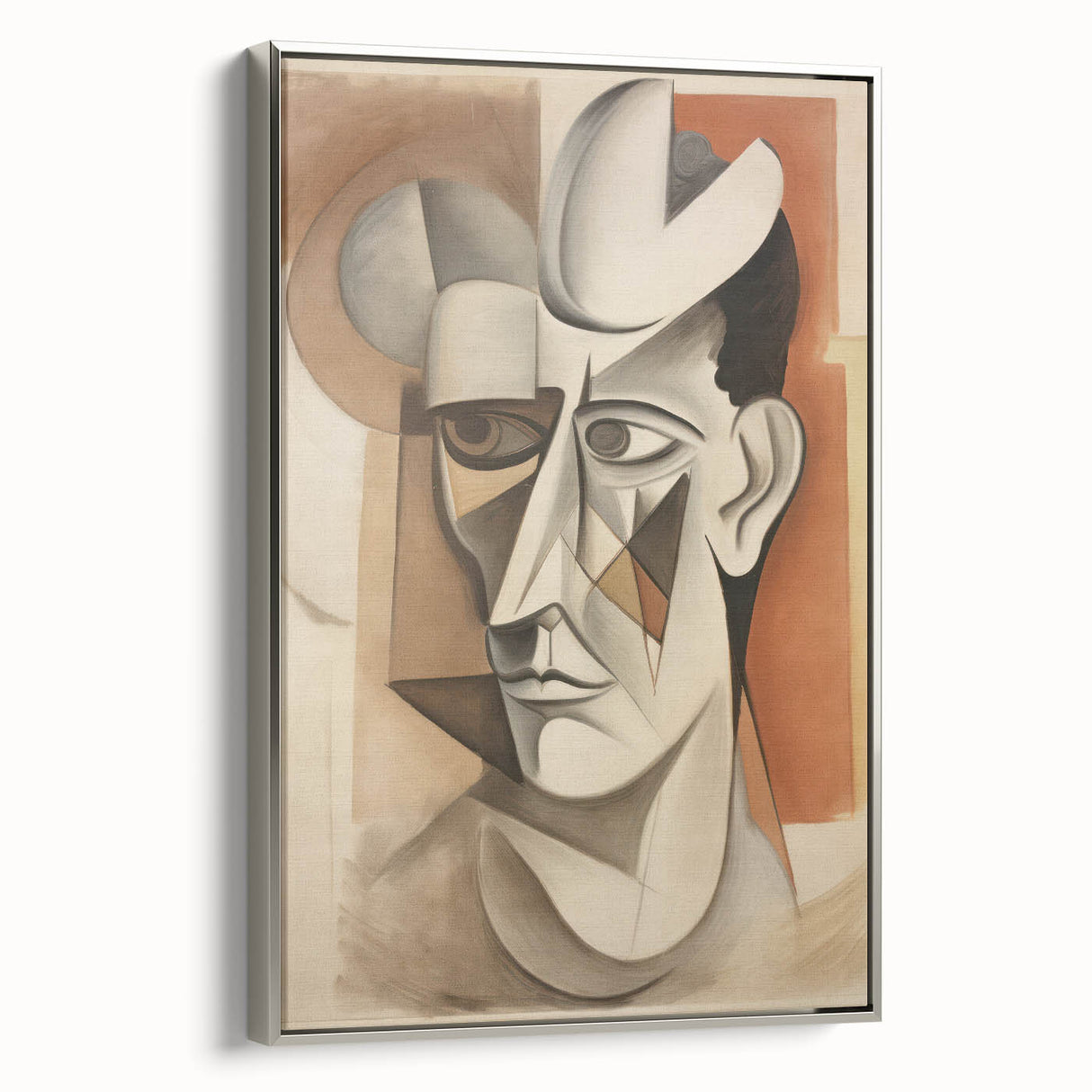Electric Cubist Portrait Art - Modern Abstract Geometric Wall Decor