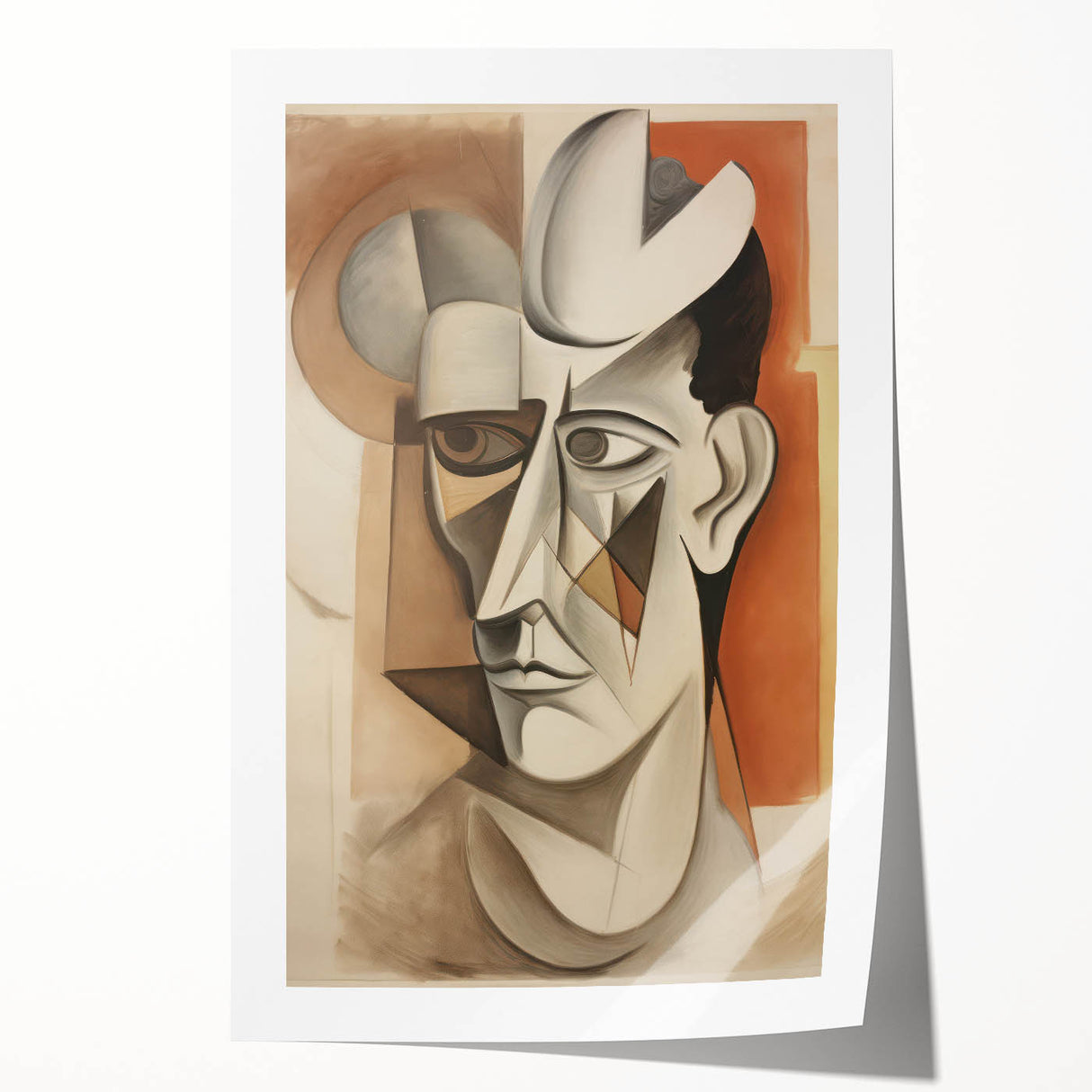 Electric Cubist Portrait Art - Modern Abstract Geometric Wall Decor