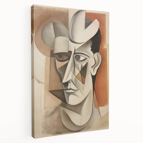 Electric Cubist Portrait Art - Modern Abstract Geometric Wall Decor