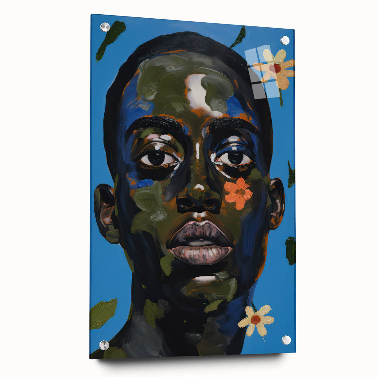 Electric Portrait Wall Art - Vibrant Modern Expressionist Face Decor