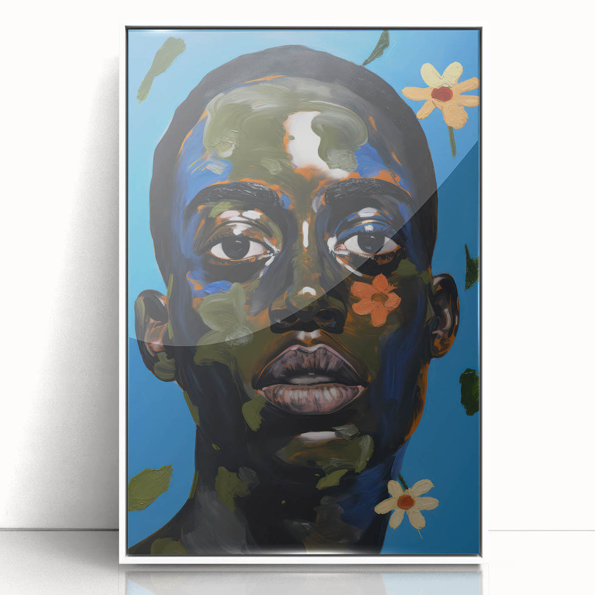 Electric Portrait Wall Art - Vibrant Modern Expressionist Face Decor