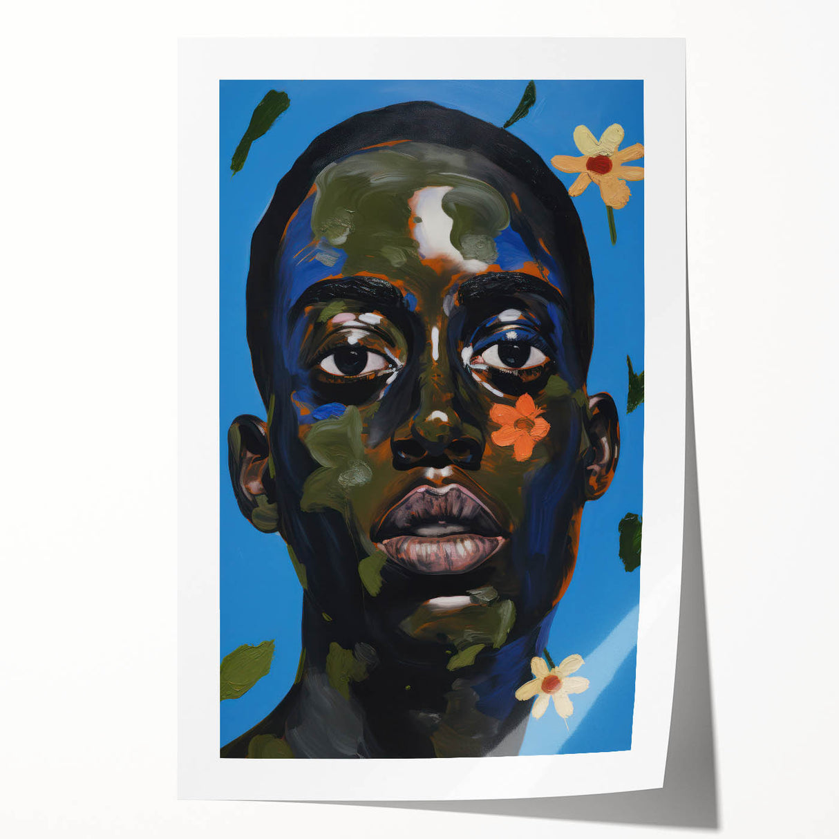Electric Portrait Wall Art - Vibrant Modern Expressionist Face Decor