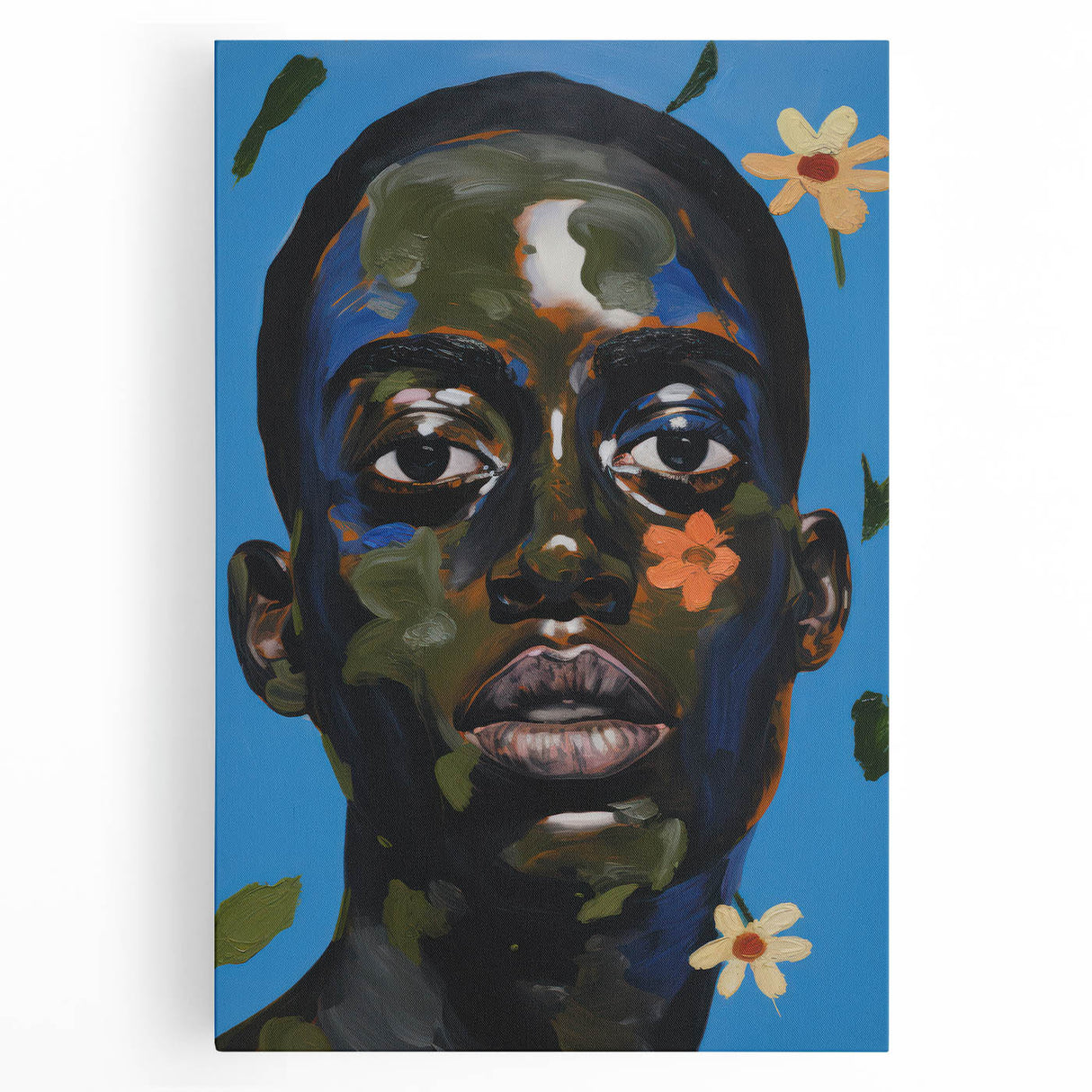 Electric Portrait Wall Art - Vibrant Modern Expressionist Face Decor
