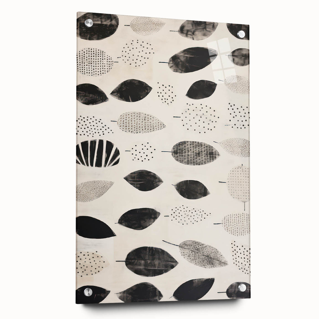 Modern Electric Leaf Art - Monochrome Abstract Botanical Wall Decor