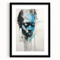 Abstract Electric Portrait - Expressive Blue and Black Minimalist Art