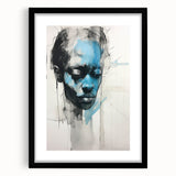Abstract Electric Portrait - Expressive Blue and Black Minimalist Art
