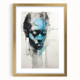 Abstract Electric Portrait - Expressive Blue and Black Minimalist Art