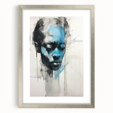 Abstract Electric Portrait - Expressive Blue and Black Minimalist Art