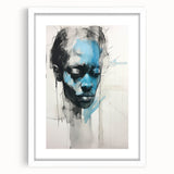 Abstract Electric Portrait - Expressive Blue and Black Minimalist Art