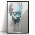 Abstract Electric Portrait - Expressive Blue and Black Minimalist Art
