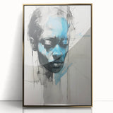 Abstract Electric Portrait - Expressive Blue and Black Minimalist Art