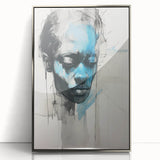 Abstract Electric Portrait - Expressive Blue and Black Minimalist Art
