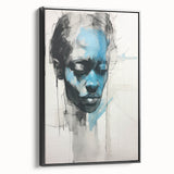 Abstract Electric Portrait - Expressive Blue and Black Minimalist Art