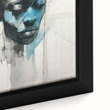 Abstract Electric Portrait - Expressive Blue and Black Minimalist Art